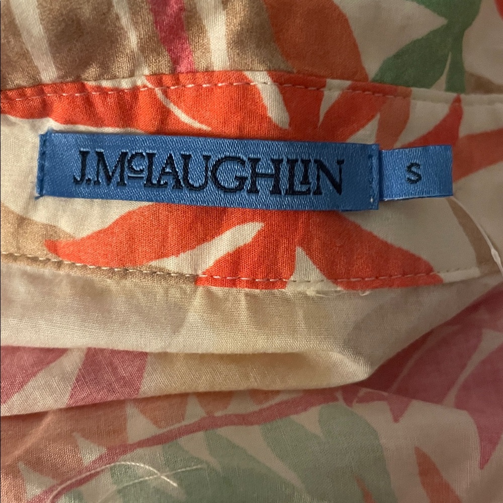 J. McLaughlin Button Front Tiered‎ Midi Dress Tropical Leaf Tybee Printed NWT S - Picture 6 of 11